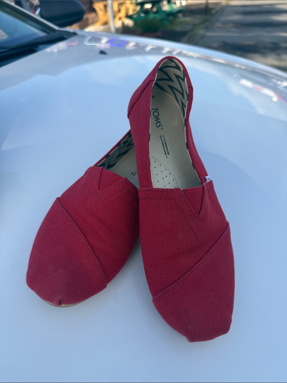 Toms Women's Slip-On Canvas Moccasins - Red red goes with just about everything